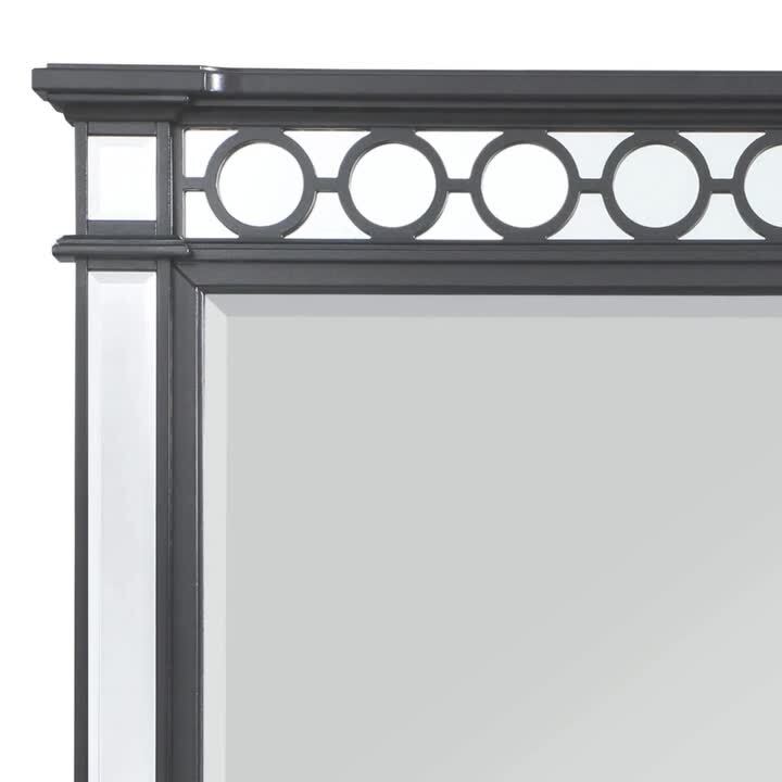 Acme Furniture Large Rectangle Mirrored And Faux Gemstones