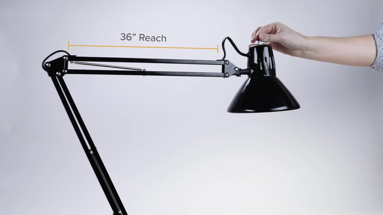 Bostitch 17 in. LED White Swing Arm Desk Lamp with Metal Clamp