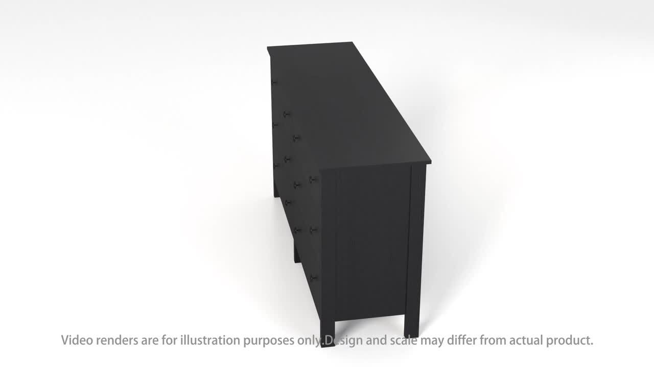 Furniture of America London 52 in. 6-Drawer Black Chest of Drawers  FGI-18604C1-L