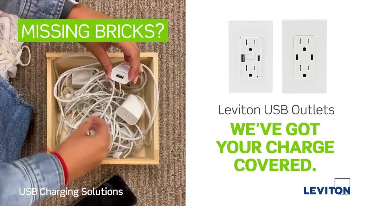 Leviton 15 Amp Decora Type A and C USB Charger Tamper-Resistant