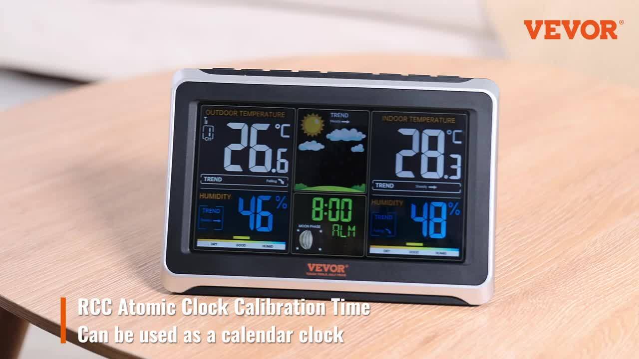 VEVOR Wireless Digital Weather Station with Sensor 7.5 in. Display