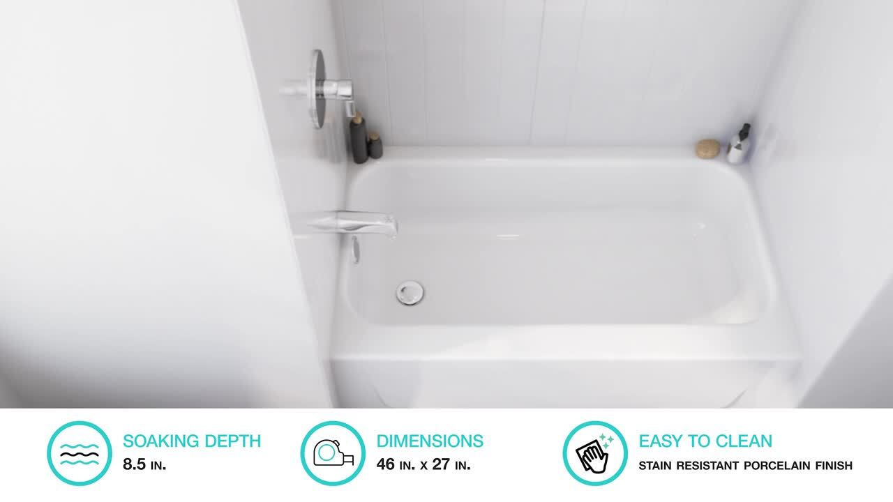 Bootz Industries Honolulu 46 in. x 27 in. Alcove Soaking Bathtub