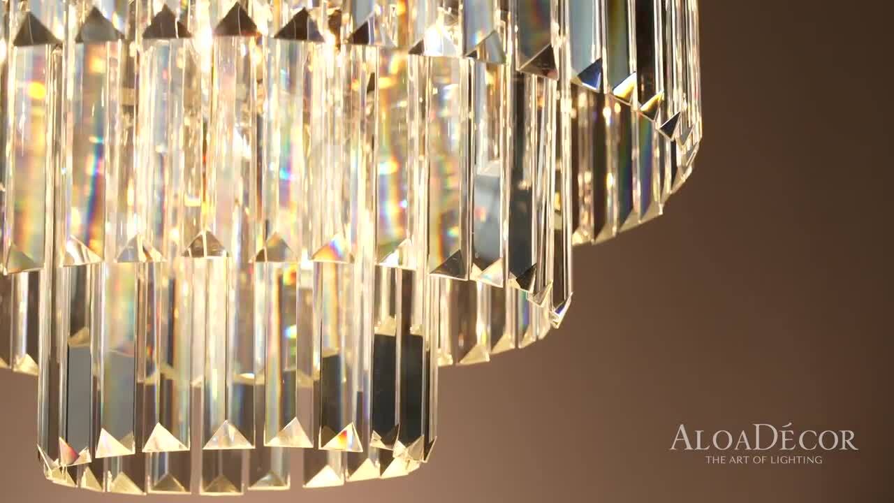 Pioni - 3 light antique brass crystal glass chandelier, Ceiling Light