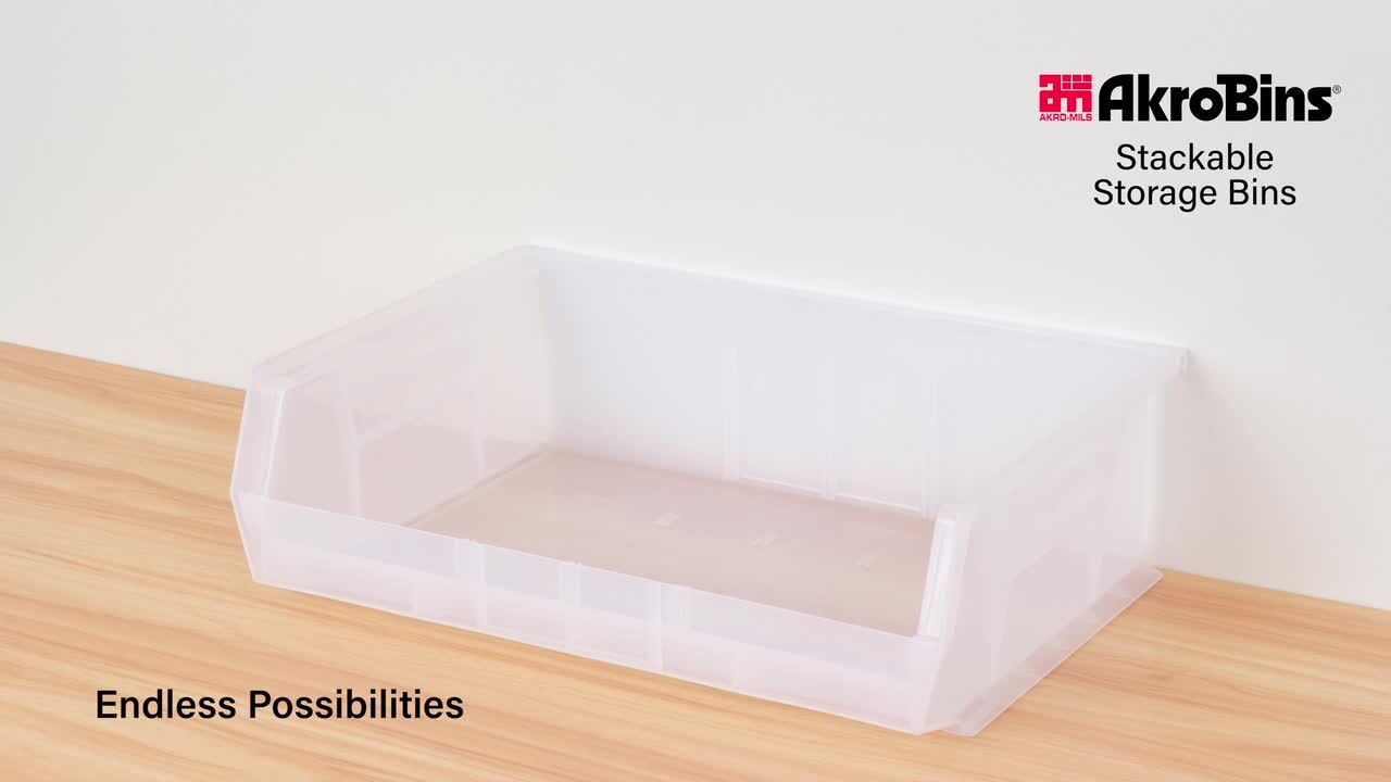 Akro-Mils Heavy Duty Stackable Plastic Storage Totes, 4 1/8 in. L