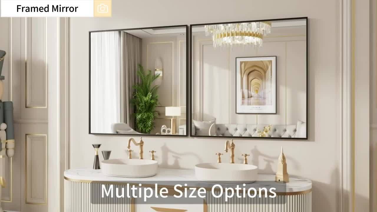 23 in. W x 33 in. H (S2) Framed Rectangular Deluxe Glass Bathroom Vanity Mirror in Matte Black 23 in. W x 33 in. H (S2) Framed Rectangular Deluxe Glass Bathroom Vanity Mirror in Matte Black