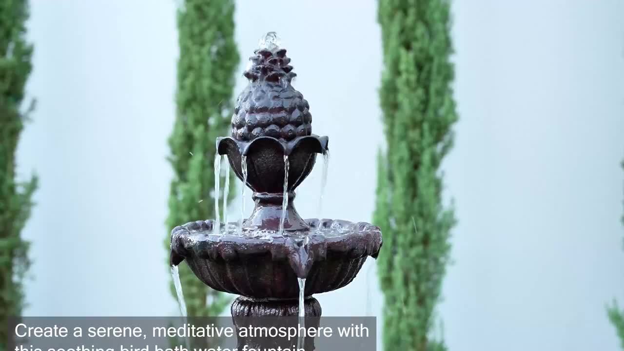 XBRAND 58.3 in. H Electric Resin Tiered Fountain with Submersible