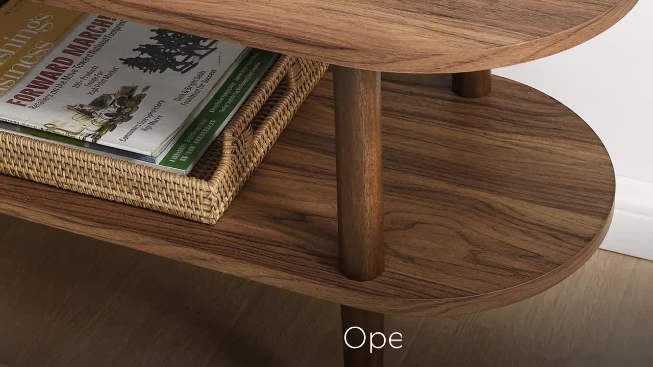 MODWAY Torus 70 in. Oval Wood TV Stand in Light Oak EEI-7158-OAK
