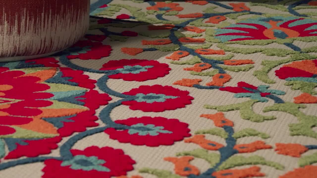 8' X 11' Red/Multicolor Floral Indoor Outdoor Area Rug 8' X 11' Red/Multicolor Floral Indoor Outdoor Area Rug