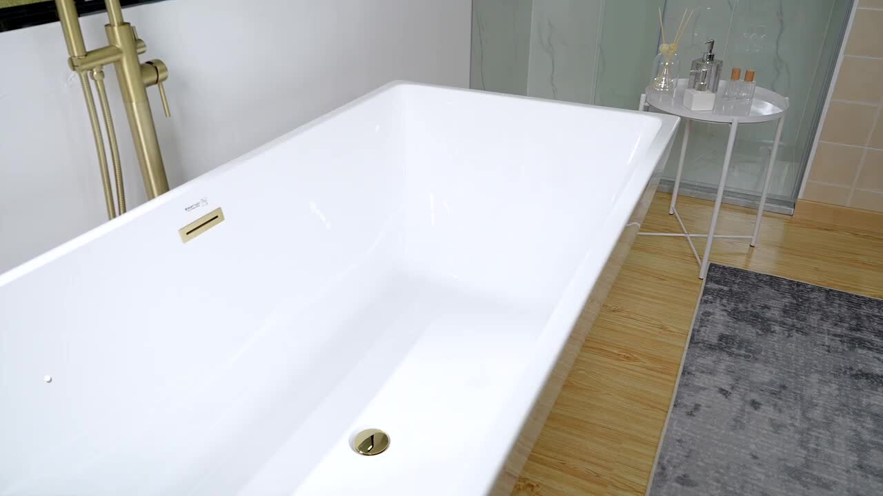 Vanity Art 67 in. Acrylic Flatbottom Freestanding Bathtub in White/Integrated Overflow Vanity Art 67 in. Acrylic Flatbottom Freestanding Bathtub in White/Integrated Overflow