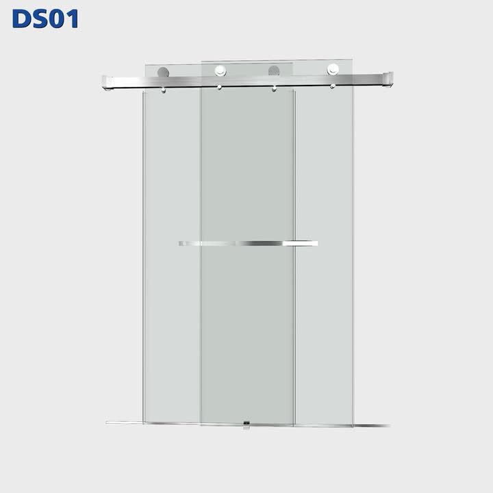 60 in. W x 76 in. H Double Sliding Frameless Shower Door in Brushed Nickel  with Smooth Sliding and 3/8 in. (10 mm) Glass