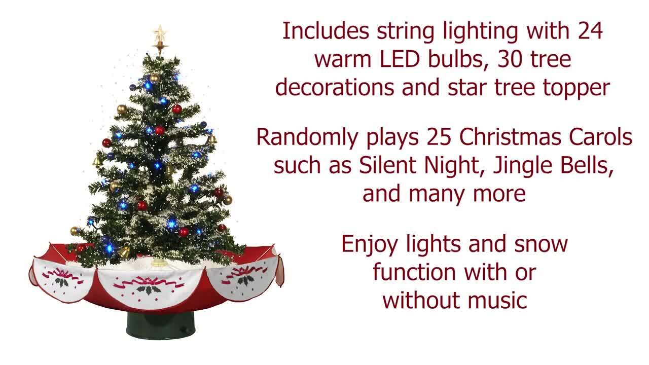 29 in. Snowing Musical Christmas Tree with Red Base and Snow Function