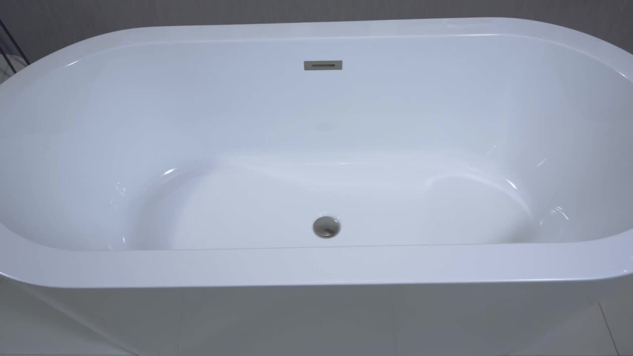 Darby 67 in. Acrylic Flatbottom Double Ended Bathtub with Brushed Nickel Overflow and Drain Included in White Darby 67 in. Acrylic Flatbottom Double Ended Bathtub with Brushed Nickel Overflow and Drain Included in White