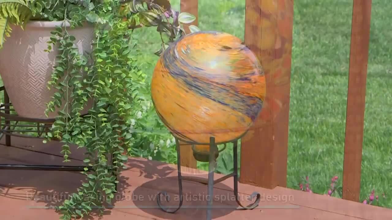 10 in. Green Artistic Glass Outdoor Garden Gazing Ball Globe