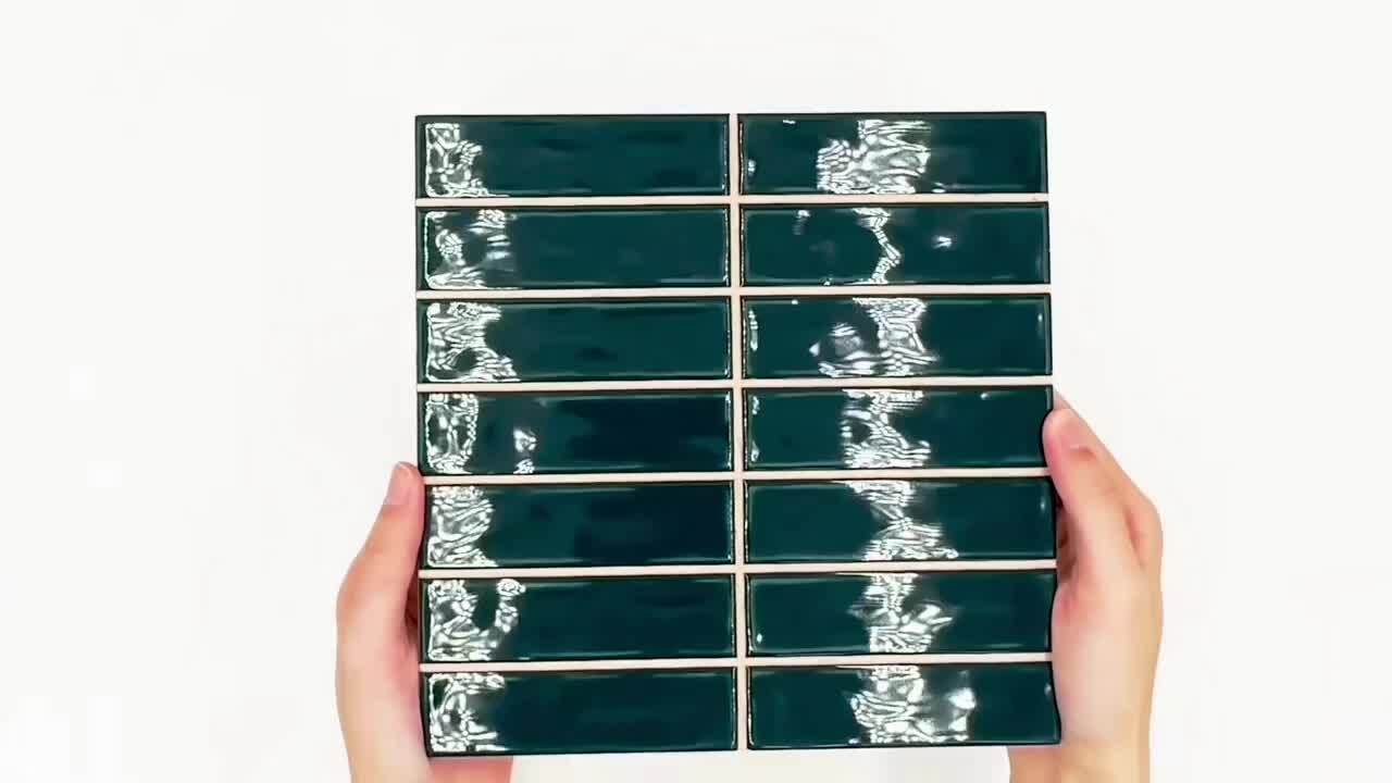 Giorbello Powder Room Green 3 in. x 6 in. x 8 mm Glass Subway Tile (5.5 sq. ft./case)