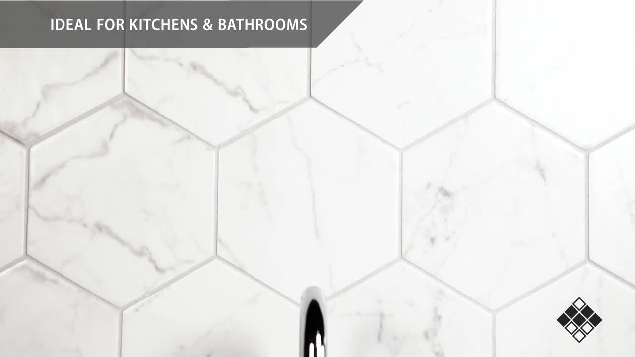 Classico Carrara Hexagon 7 in. x 8 in. Porcelain Floor and Wall Tile (7.5 sq. ft./Case)