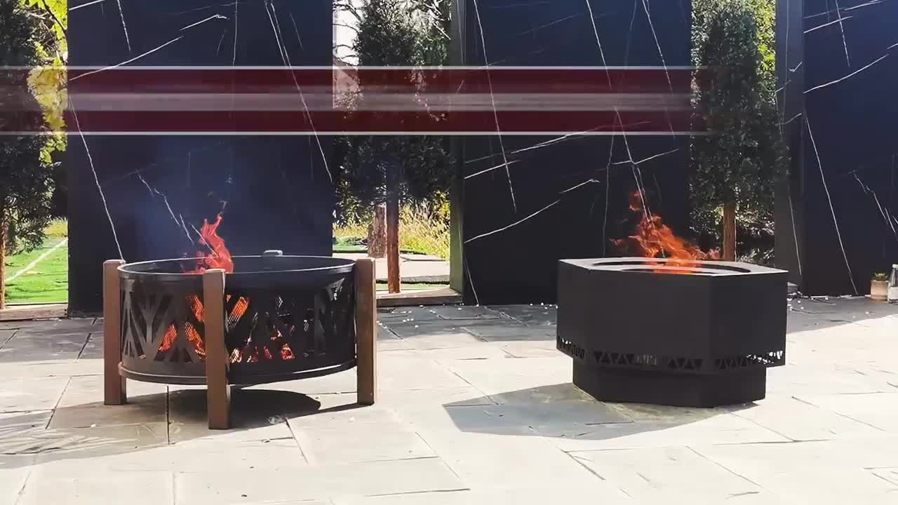 Sunjoy 28 In. Hexagonal Outdoor Patio Wood Burning Smokeless