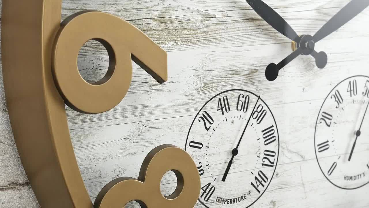 FirsTime & Co. Dark Silver Shiplap Outdoor Wall Clock, Farmhouse