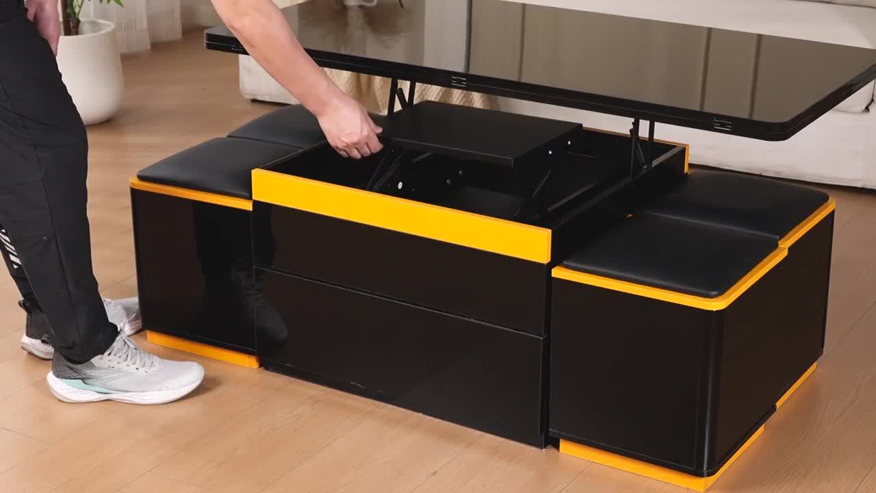 Harper & Bright Designs Black 47.2 in. Modern Rectangle Lift-Top