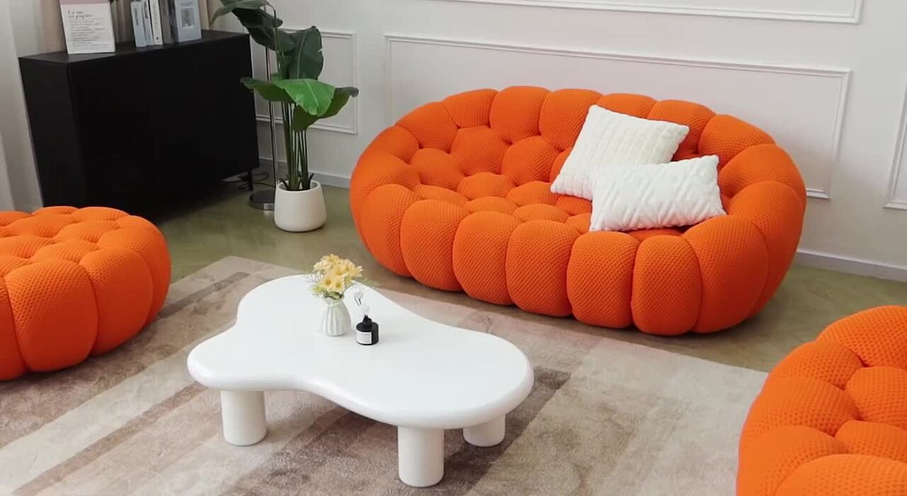 Magic Home (Set of 2) Bubble Curved Sofa, 98 in. Mesh Fabric