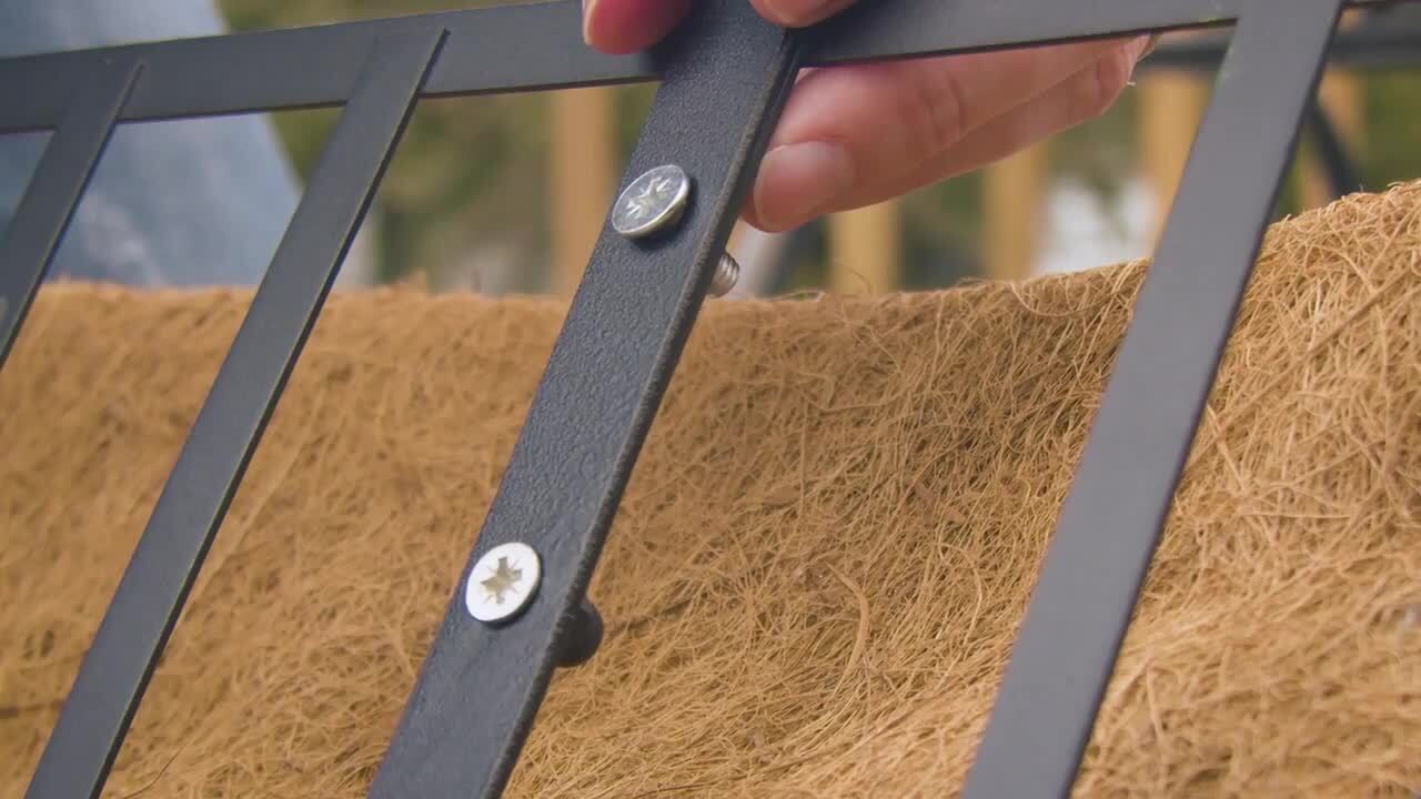 36 in. x 7.3 in. Black Metal English Trough with Coco Liner