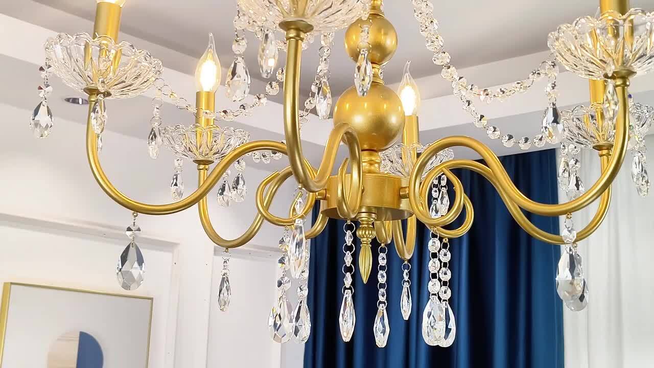 Genoci 6 Light Gold Dimmable Classic Traditional Chandelier with