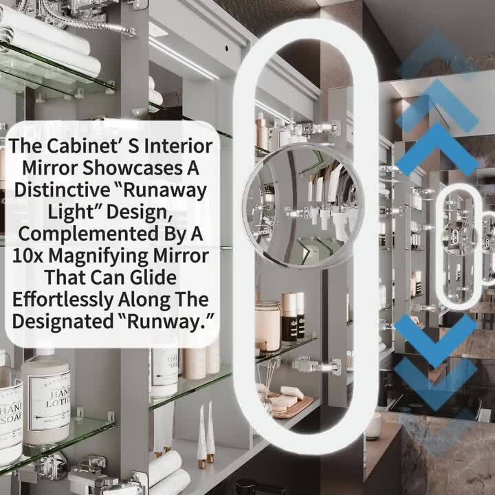 36 in. W x 32 in. H Rectangular Silver Aluminum Recessed/Surface Mount Medicine Cabinet with Mirror, LED and Clock 36 in. W x 32 in. H Rectangular Silver Aluminum Recessed/Surface Mount Medicine Cabinet with Mirror, LED and Clock
