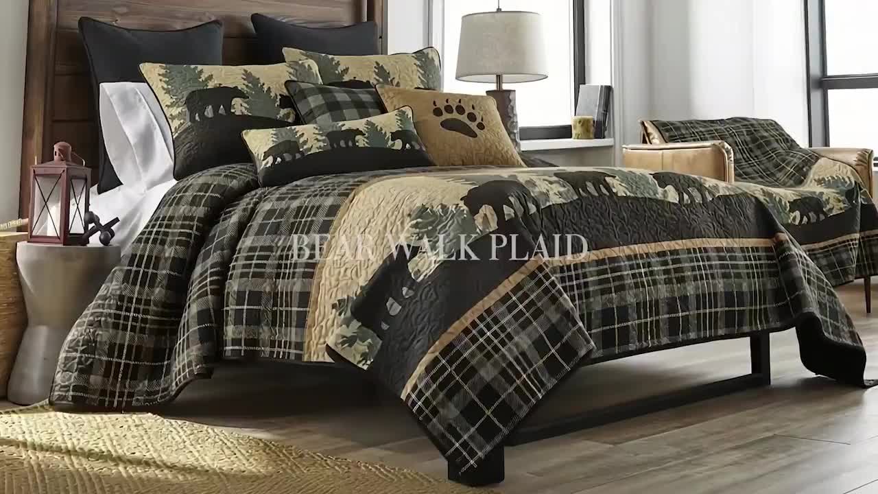 DONNA SHARP Bear Walk Plaid Green Queen Quilt 33426 - The Home Depot