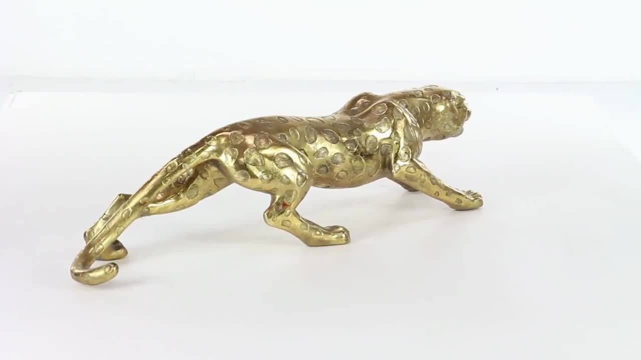 CAPE SHOPPERS Brass Walking Leopard Large Gold Cheetah Penther for
