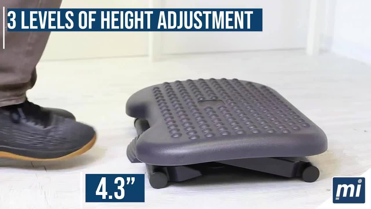 Mount-It! Height Adjustable Foot Rest with Handle | Black
