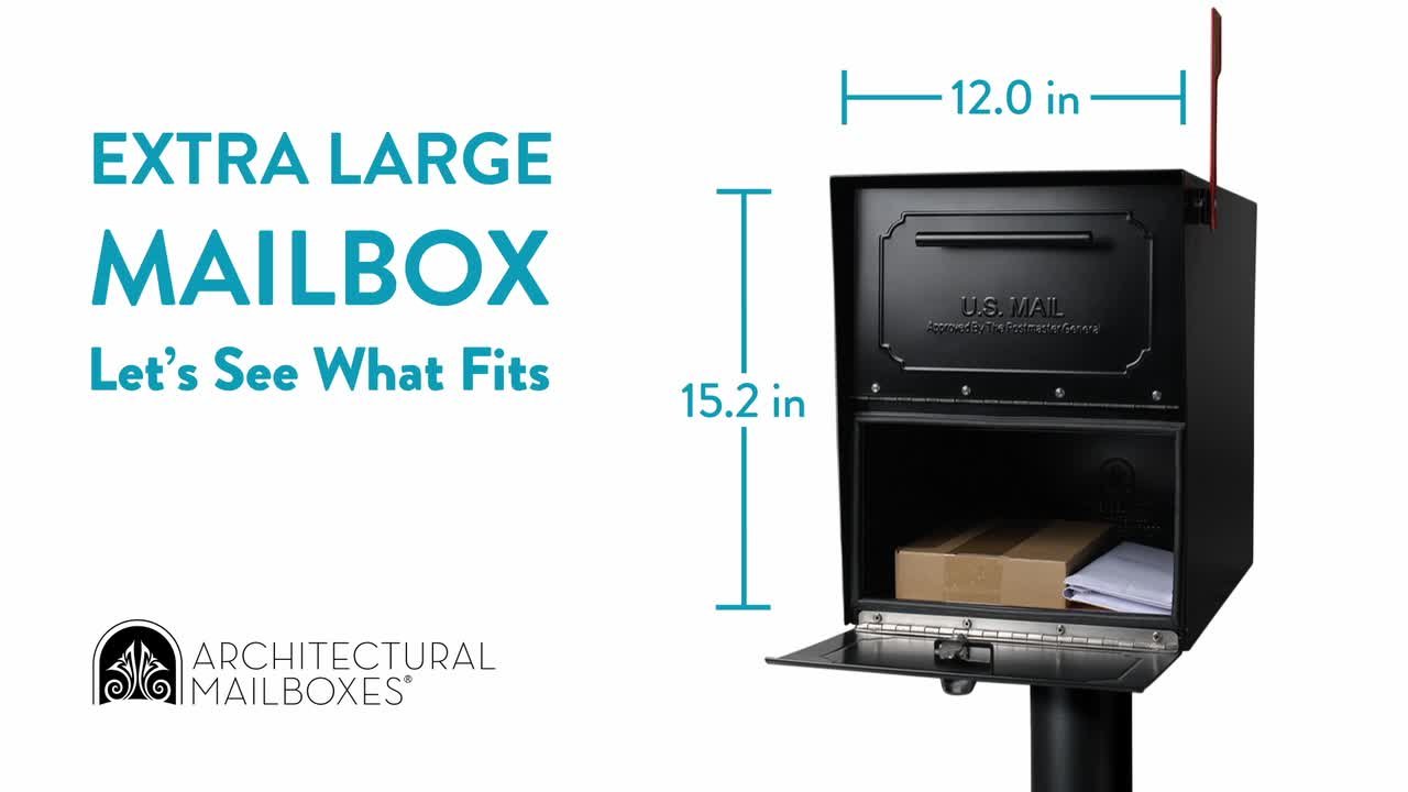 Architectural Mailboxes Oasis Classic Black, Extra Large, Steel, Locking, Post Mount Parcel Mailbox with High Security Reinforced Lock - image 5