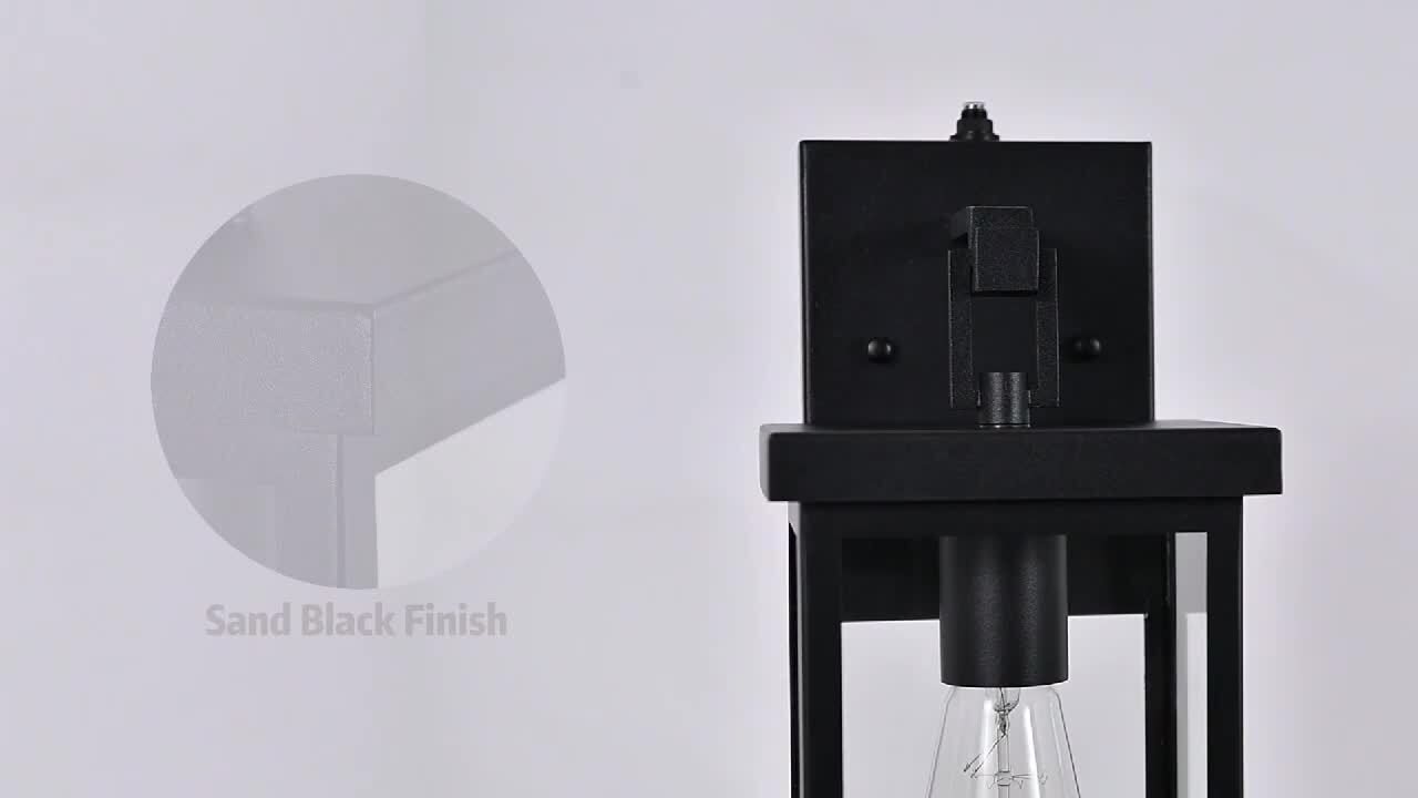 KAWOTI 14.25 in. 1-Light Black Hardwired Outdoor Wall Light Dusk