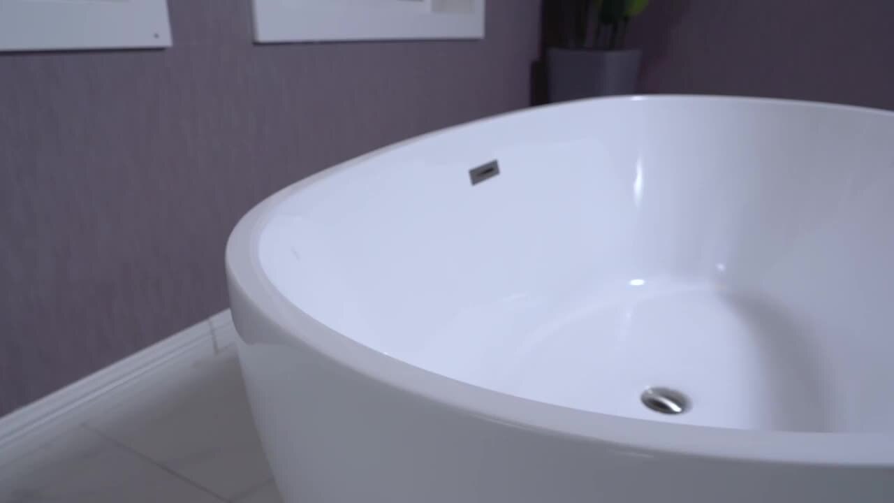Dieppe 59 in. Acrylic Double Ended Flat Bottom Bathtub with Chrome Overflow and Drain Included in White Dieppe 59 in. Acrylic Double Ended Flat Bottom Bathtub with Chrome Overflow and Drain Included in White