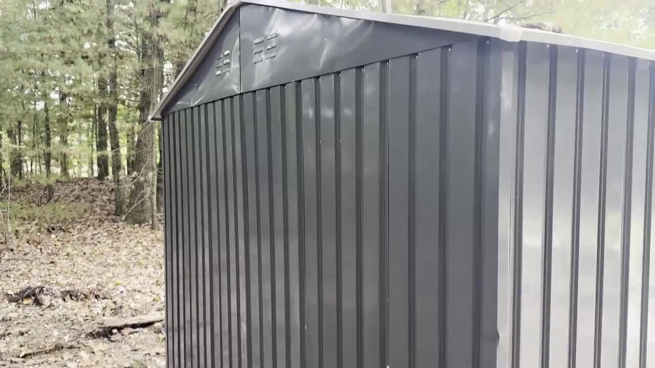 JAXPETY 8 ft. W x 12 ft. D Metal Storage Shed Large Garden JAXPETY 8 ft. W x 12 ft. D Metal Storage Shed Large Garden