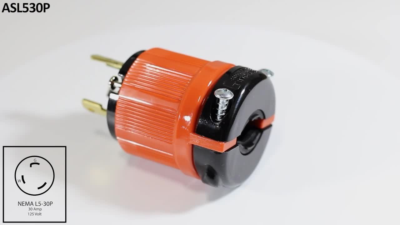 AC WORKS AC Connectors NEMA L5-30P 30 Amp 125-Volt 3-Prong