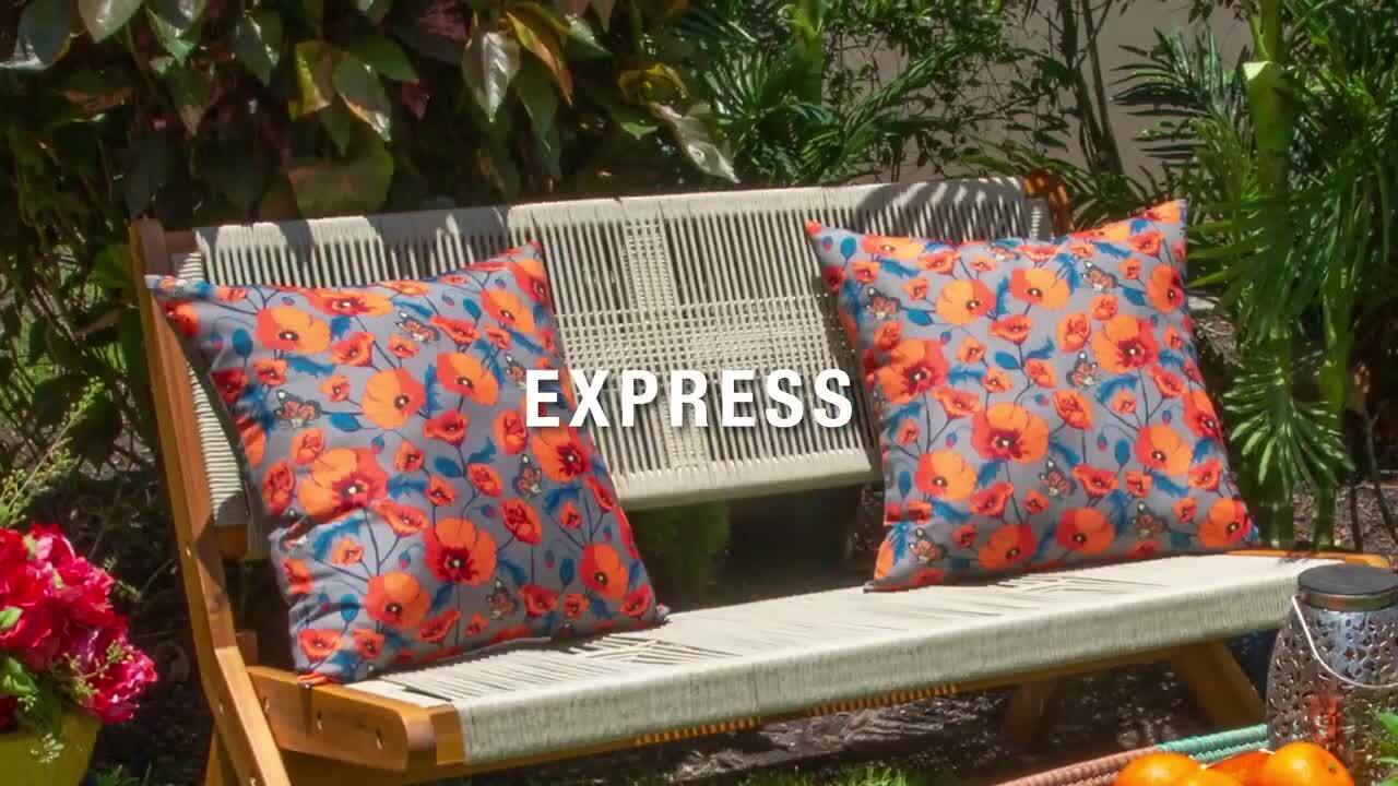 Frida Kahlo 19 in. Patio Seat Cushions in Animalitos Azules (2-Pack)