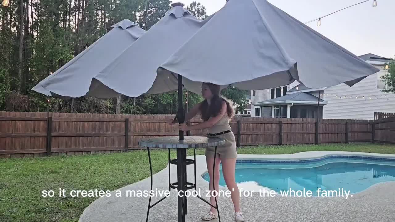 family leisure patio umbrellas SUPERJARE 13FT Outdoor Umbrella with Base Included, Double Sided Pool with Fade Resistant Canopy, Large Table Umbrella for Deck, Market, Backyard If you want a base to match the umbrella Family Summer Memories: Patio Umbrella