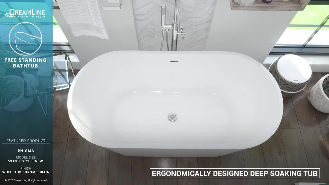 DreamLine Enigma 47 in. x 27 in. Freestanding Acrylic Soaking