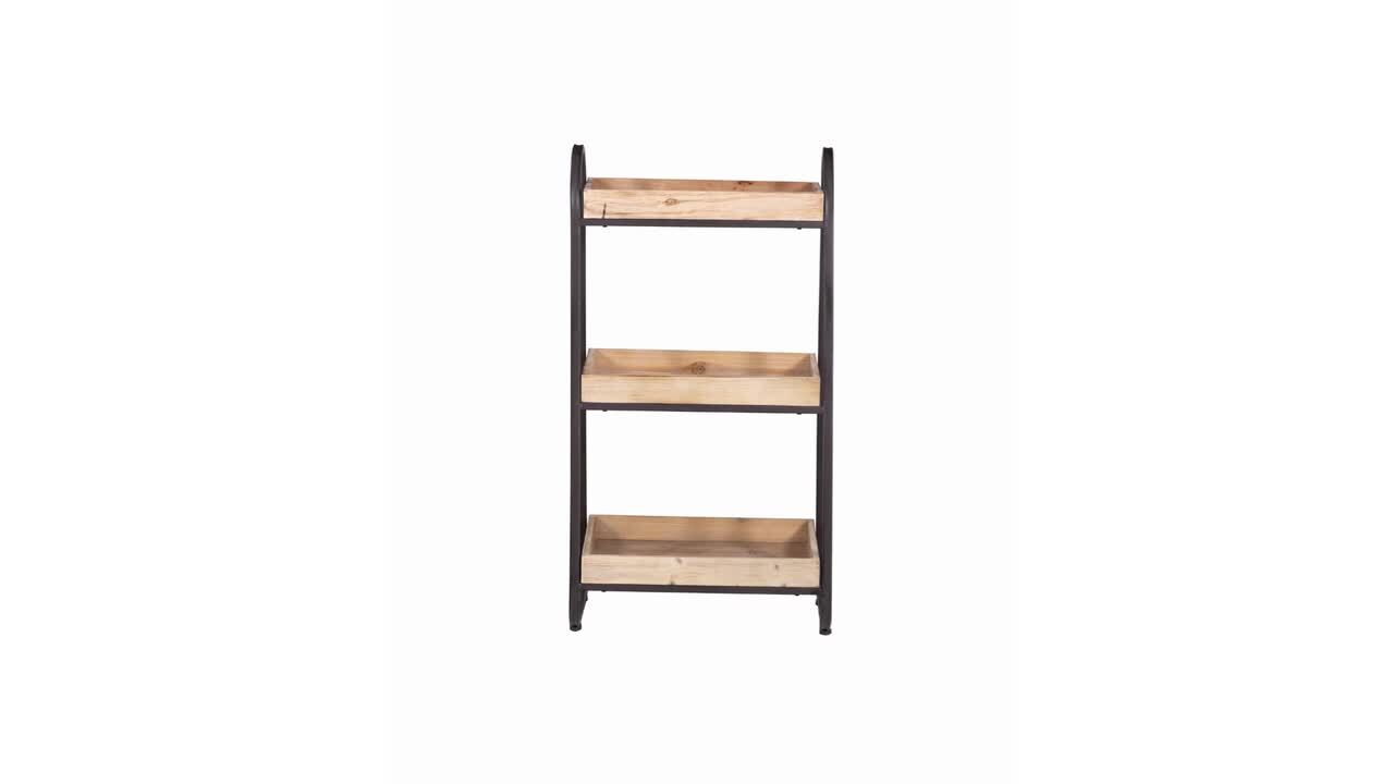 32.5 Farmhouse Wood And Metal 3 Tiered Storage Stand Brown - Linon : Target