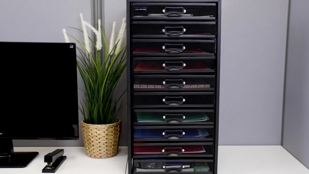 Mind Reader Mesh Desk Organizer, 10 Compartments - Black