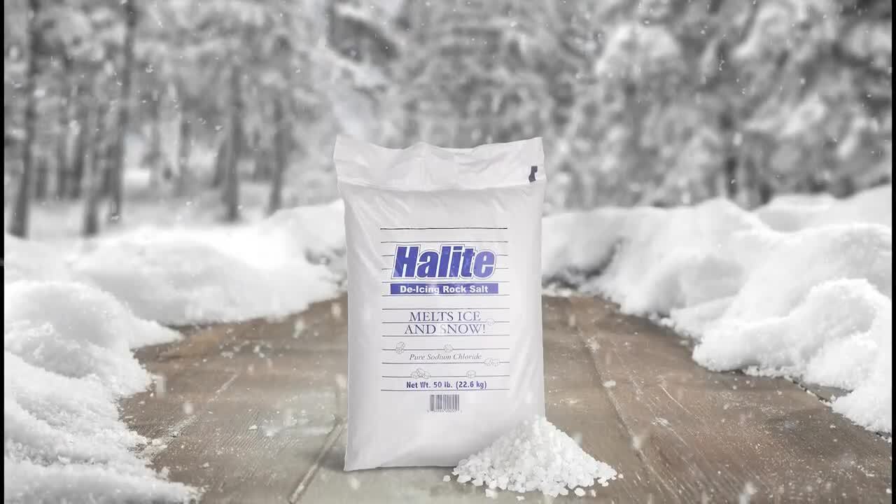 Halite Snow and Ice Melt Rock Salt, 50 Lbs.