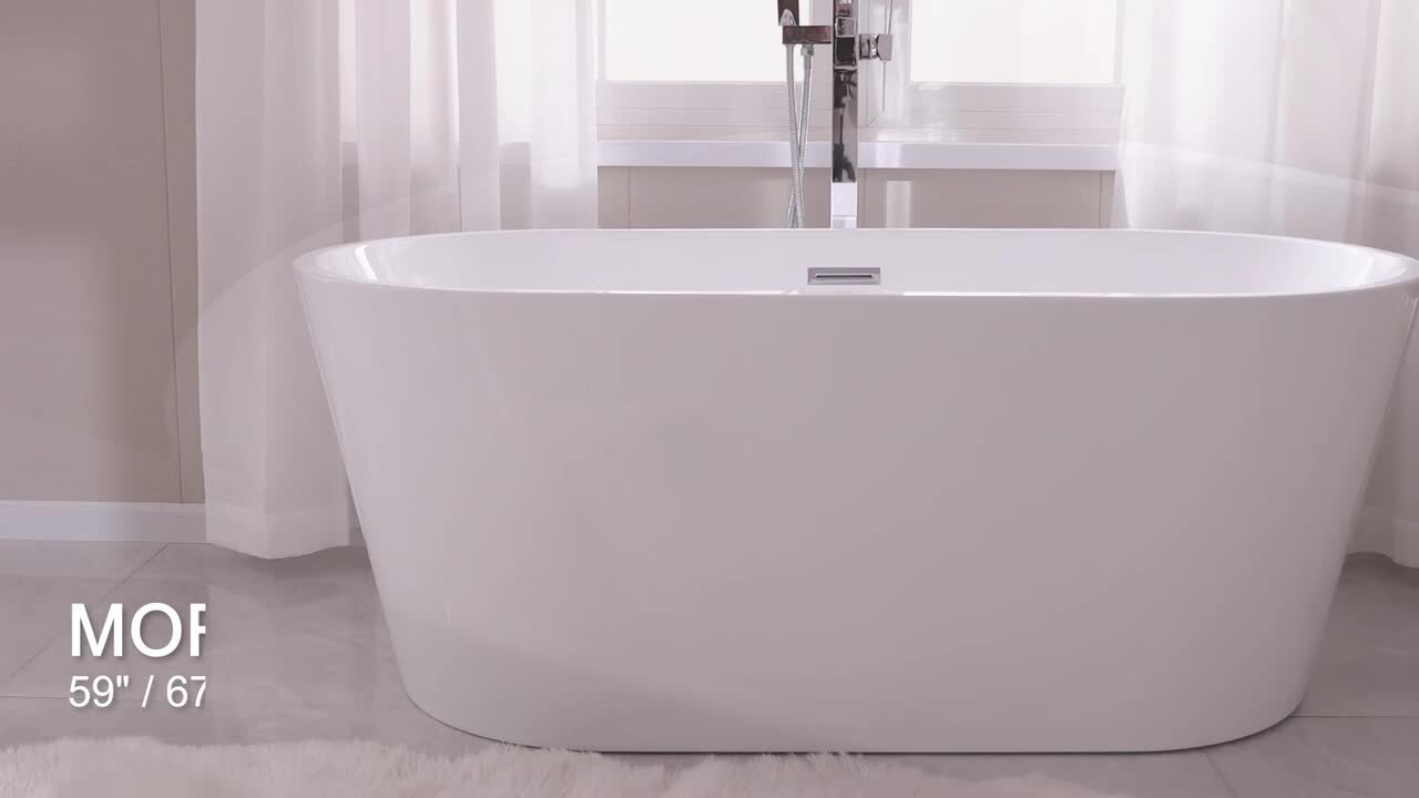 Bordeaux 54 in. Acrylic Flatbottom Freestanding Bathtub in White/Brushed Nickel Bordeaux 54 in. Acrylic Flatbottom Freestanding Bathtub in White/Brushed Nickel