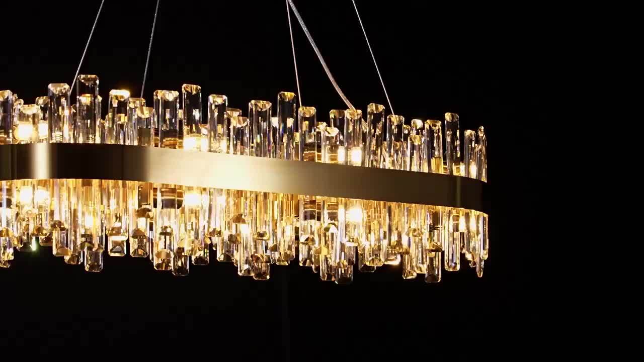 YUYI 35.4 in. 16-Light Gold Crystal Chandelier, Modern