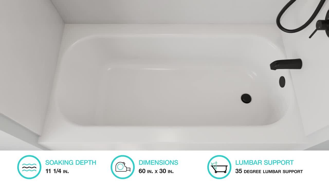 Bootz Industries Maui 60 in. x 30 in. Alcove Soaking Bathtub with