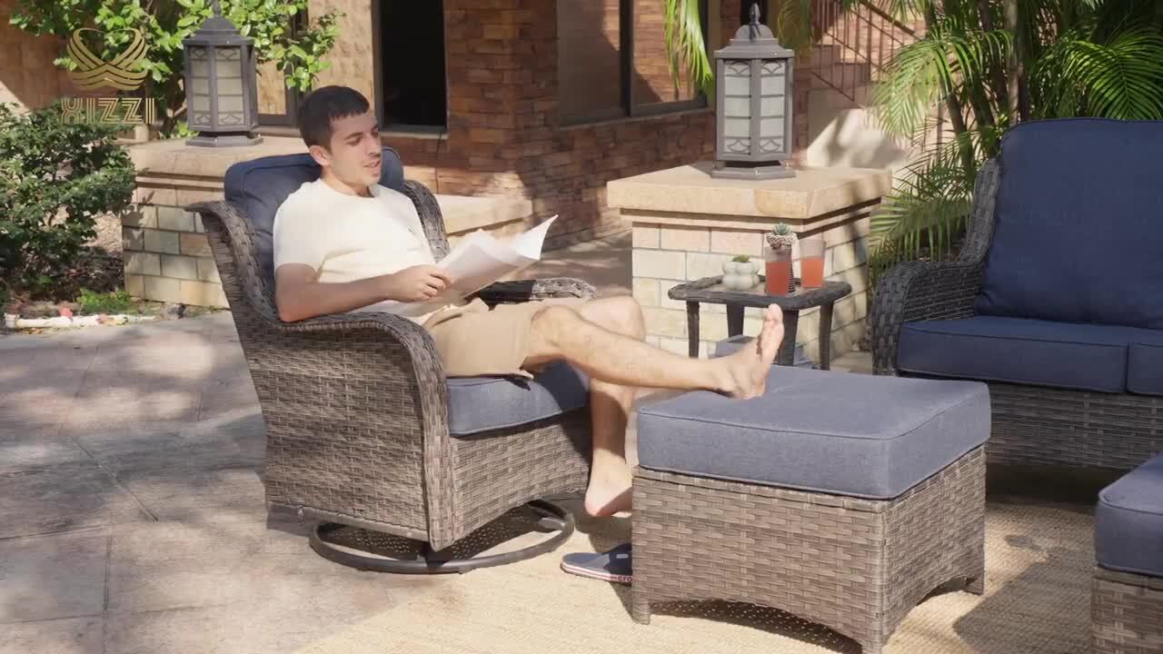 XIZZI Moonlight Brown 6-Piece Wicker Patio Conversation Seating