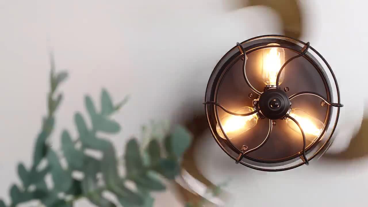 anana2301★ ANTOINE 23 in. Indoor 3-Light Farmhouse Black Low Profile