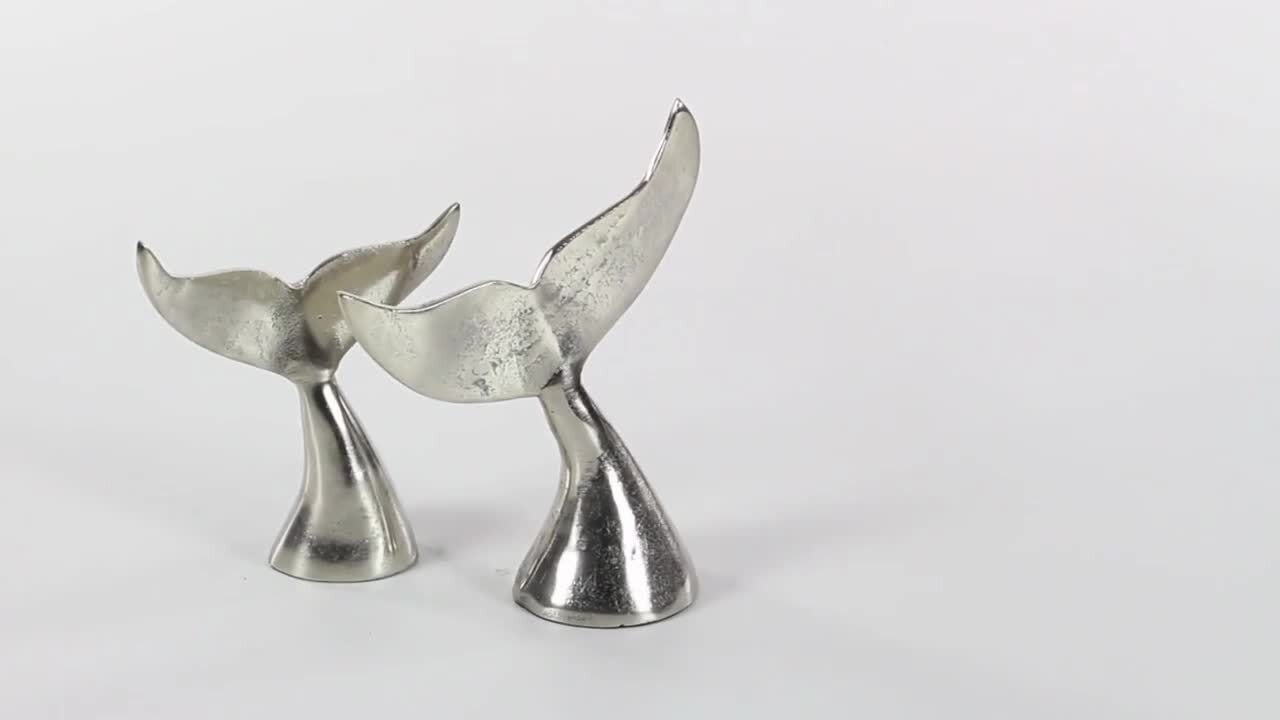 Litton Lane Silver Aluminum Whale Sculpture (Set of 2) 68870 - The
