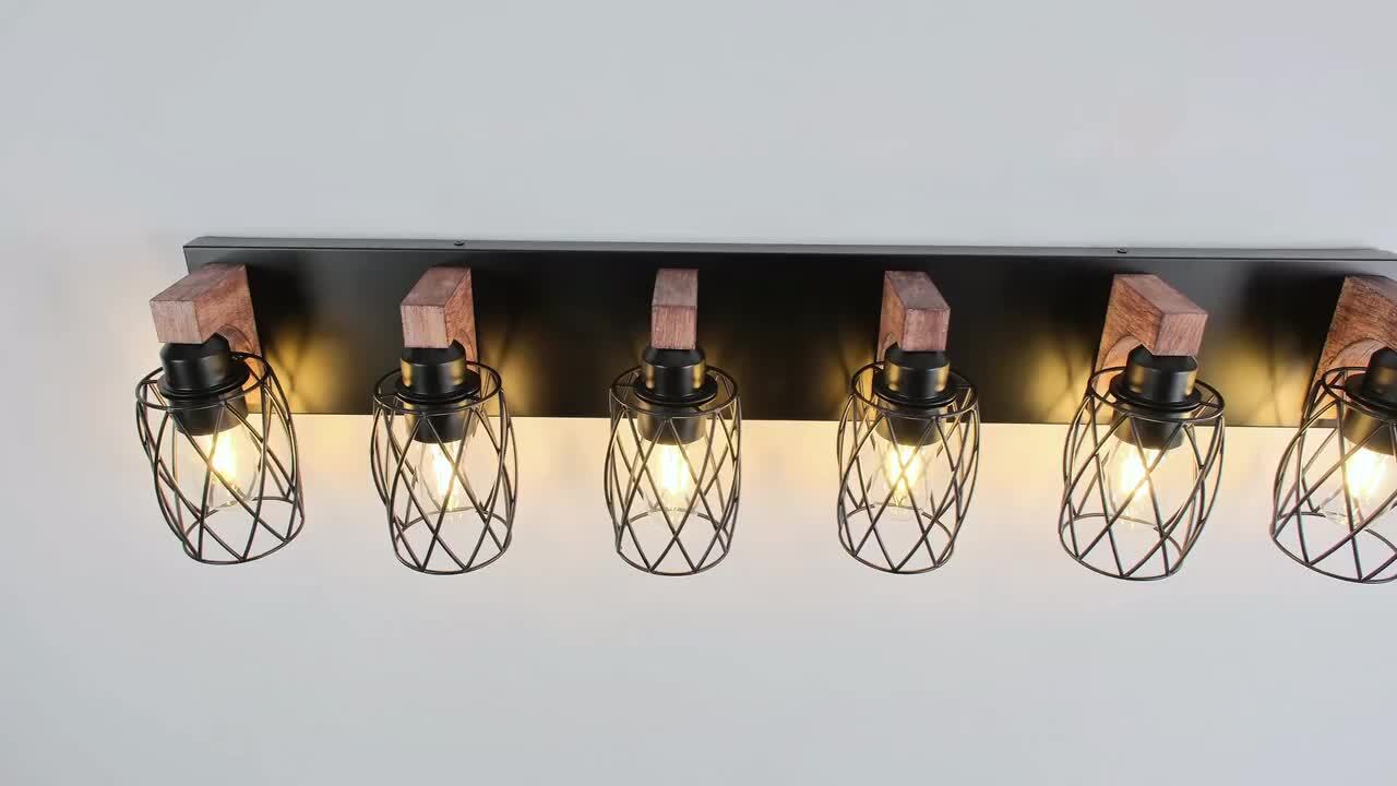 ARISKEEN 31 in. Industrial Vintage 5-Light Vanity Light, Farmhouse