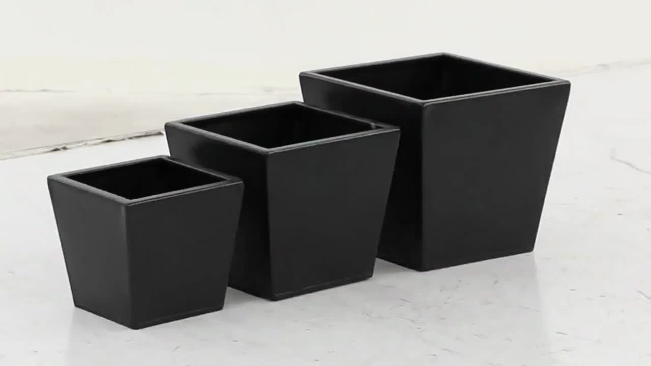 8 in. x 7 in. Dark Gray Metal Modern Planter (Set of 3)