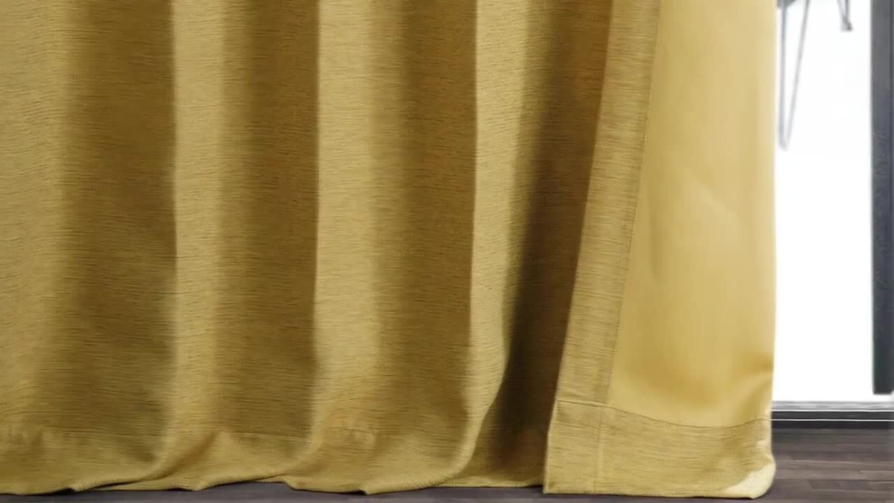 Oat Cream Textured Bellino Room Darkening Curtain - 50 in. W x 108 in. L  Rod Pocket with Back Tab Single Curtain Panel