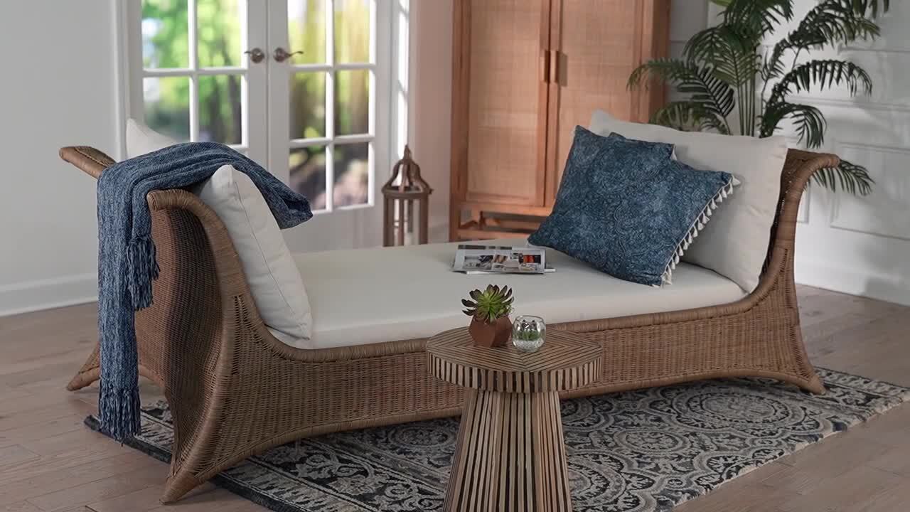 bali & pari Kalisha Greywash Rattan Twin Daybed 265-14380-HD - The